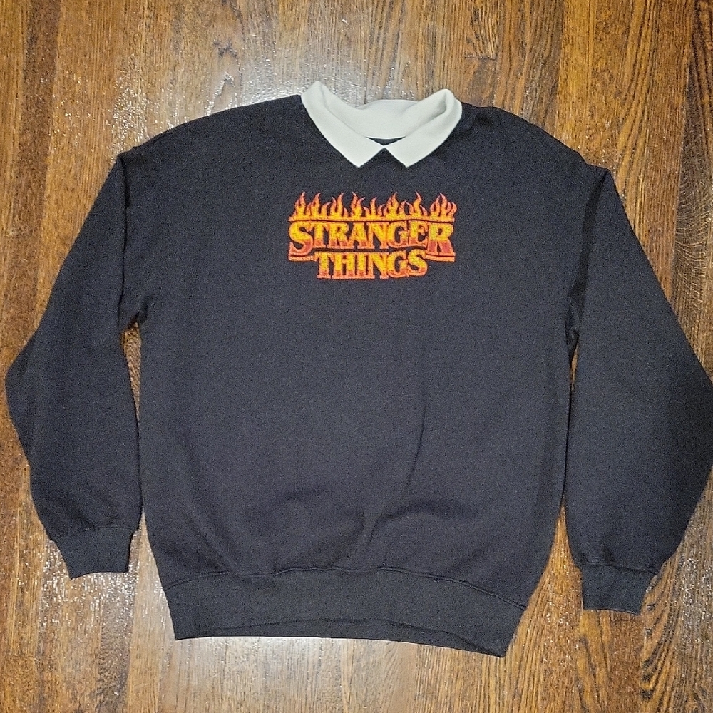 H&M Black Crewneck Sweater with Red Graphic
